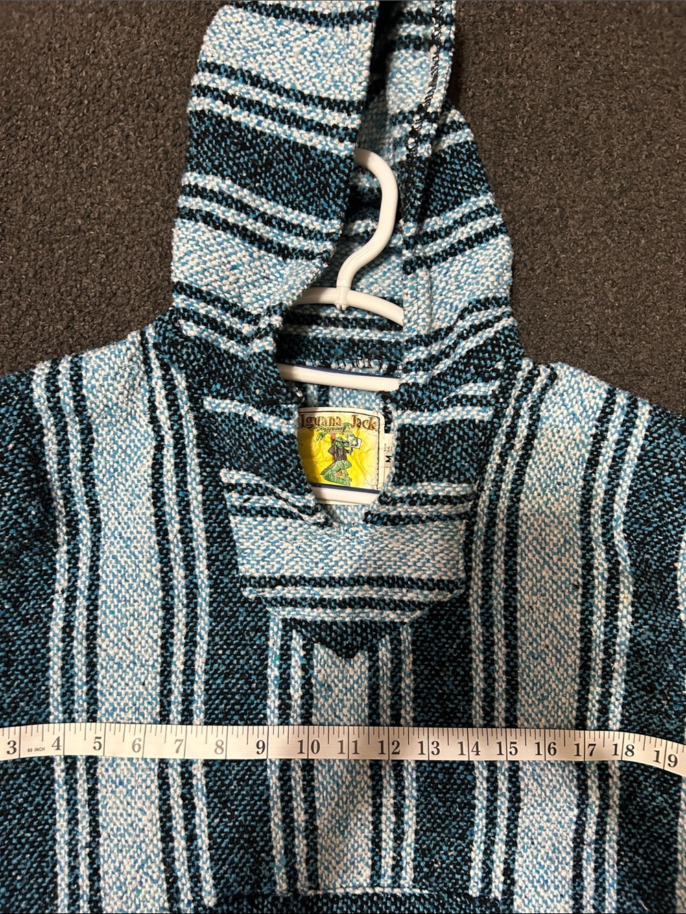 Iguana Jack Women's Blue Striped Hooded Baja Poncho Men or Women